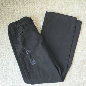 Black Distressed Loose Fit Black Jeans ☆ Size 12y ☆ Y2k Straight Leg